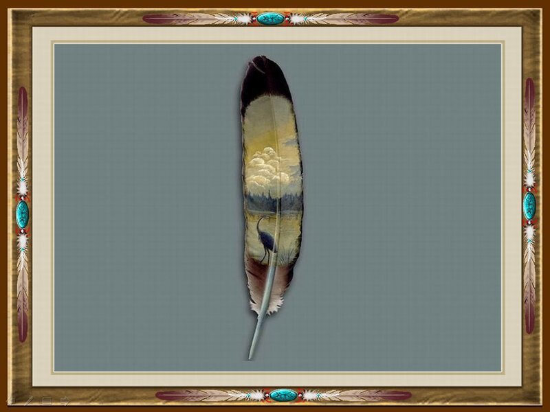 Feather with Landscape Painting