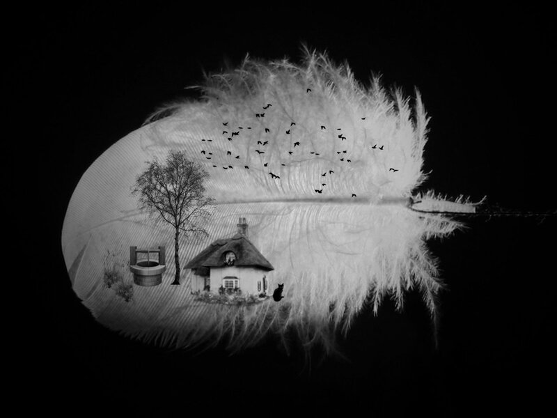 Feather with Miniature Scene