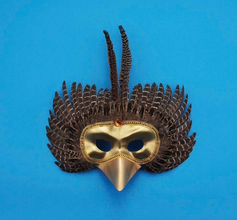 feathered bird mask