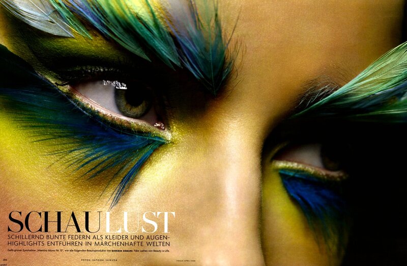 Feathered eye makeup art