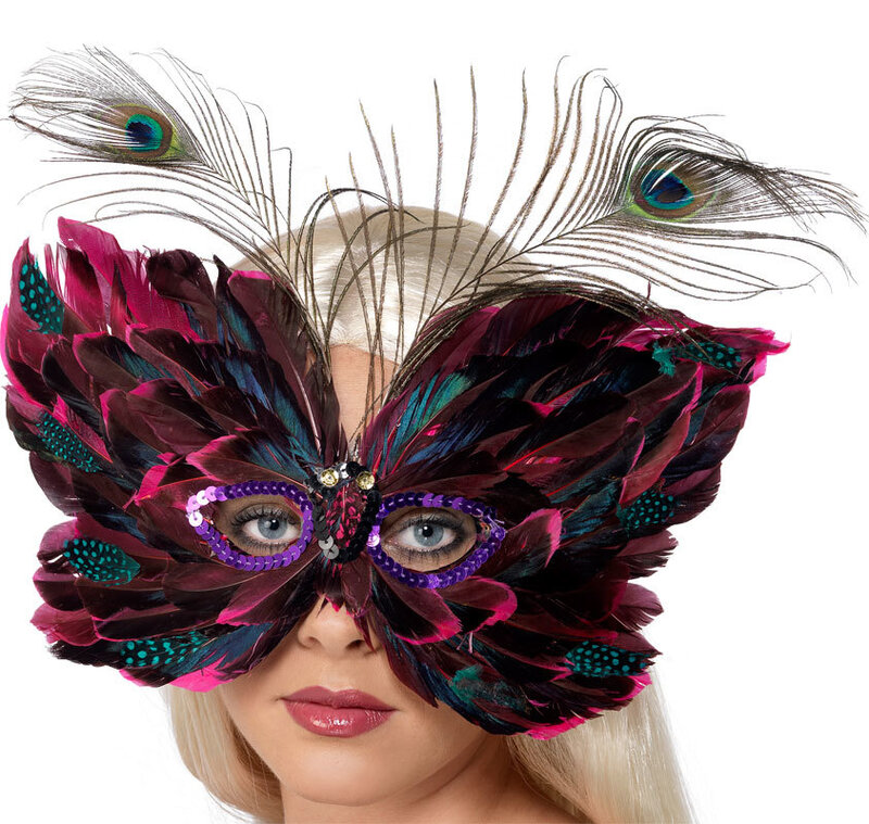 feathered masquerade mask