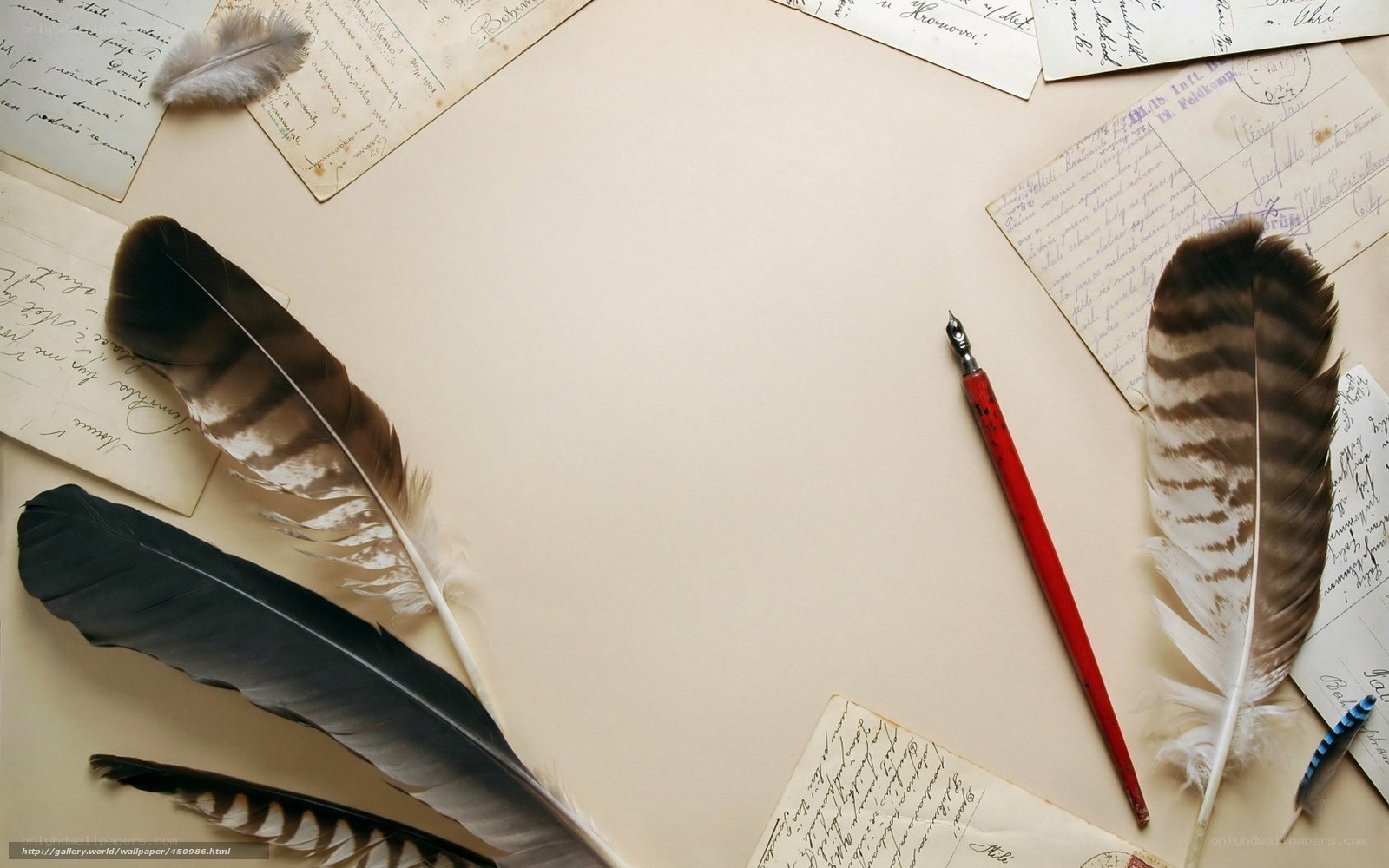 feathers and quill pen