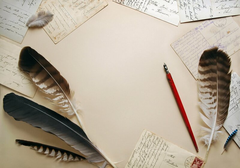 feathers and vintage letters