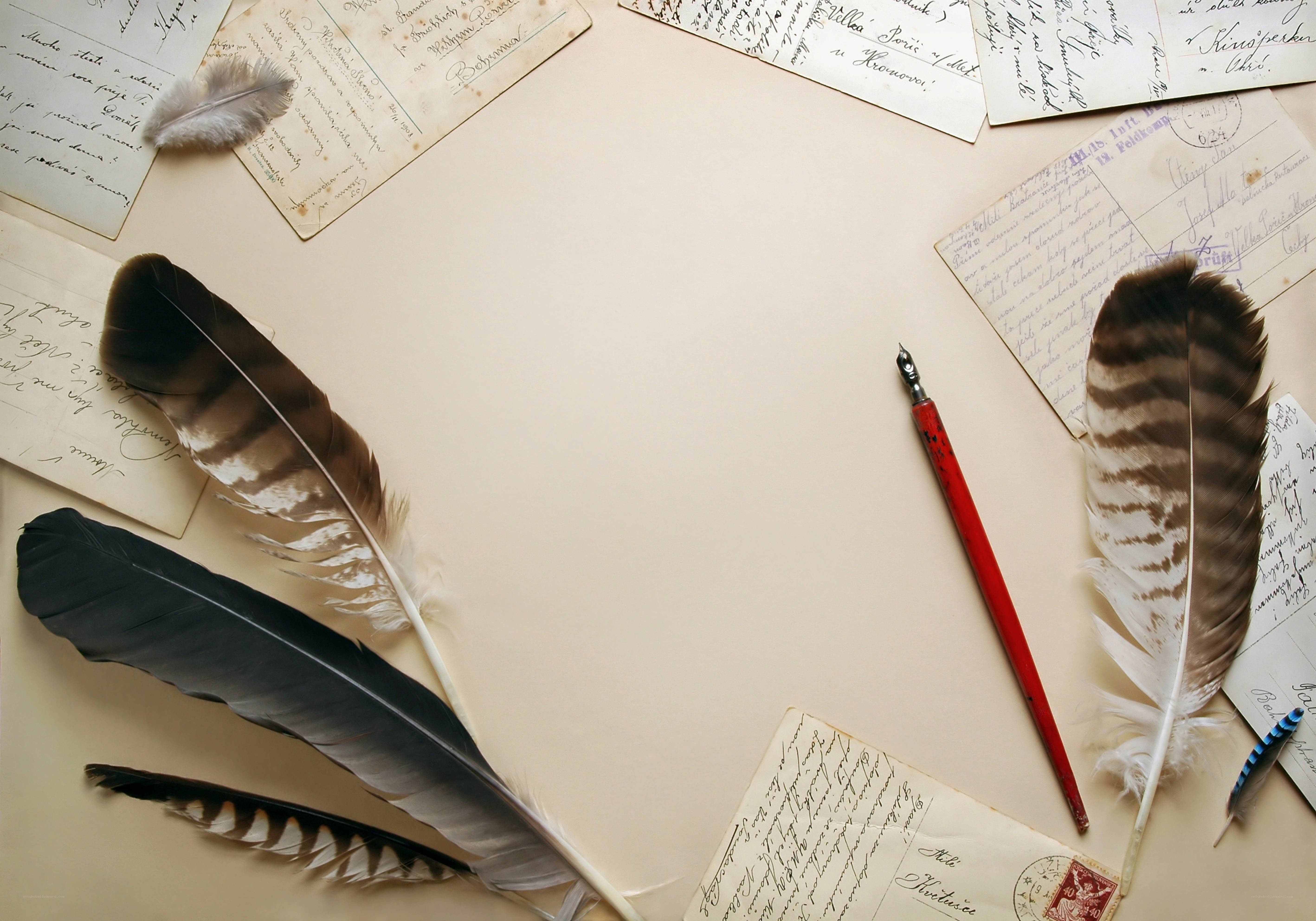 feathers and vintage letters