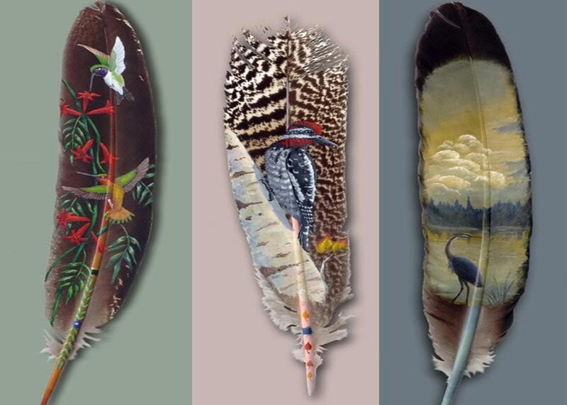 Feathers with Bird Paintings