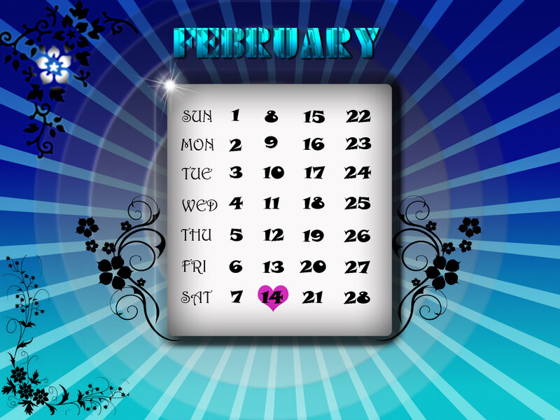 February Calendar — Blue