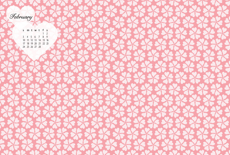 February Calendar with Flowers