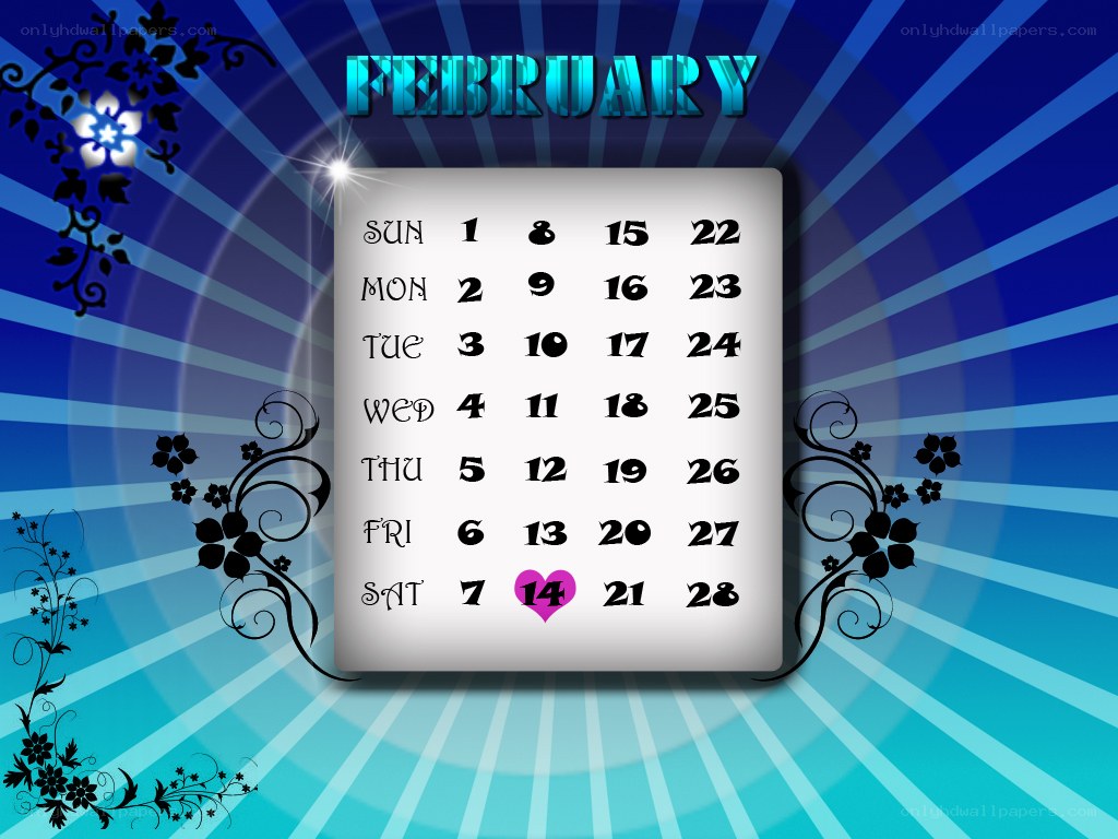 February calendar with heart