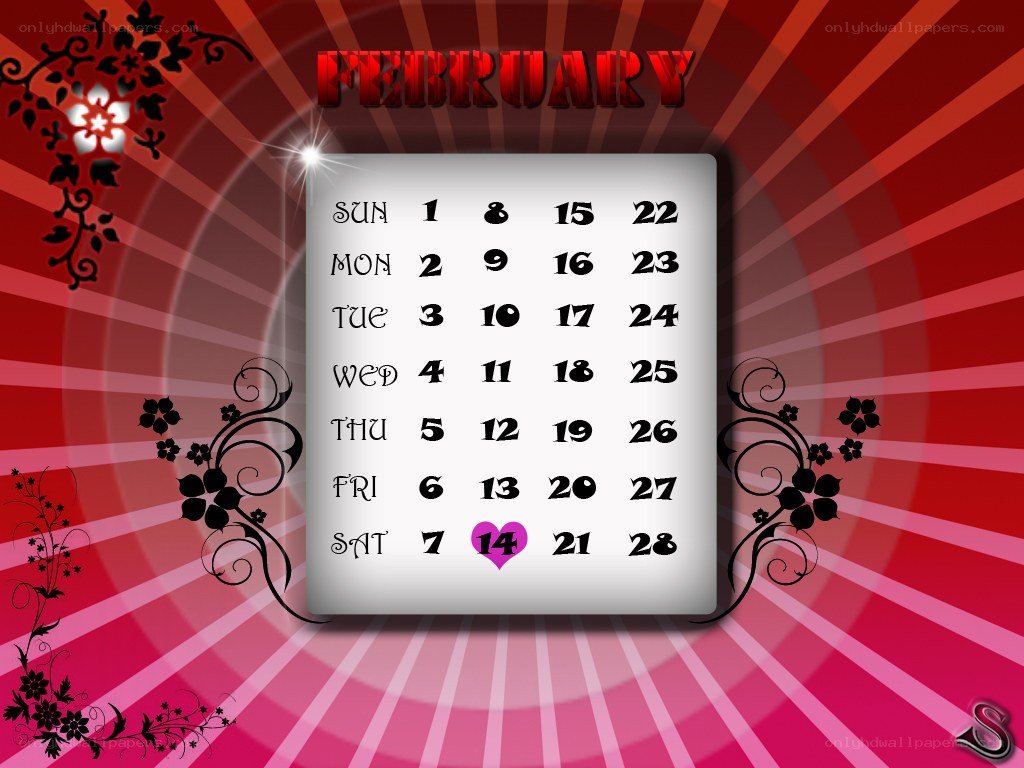 February calendar with heart
