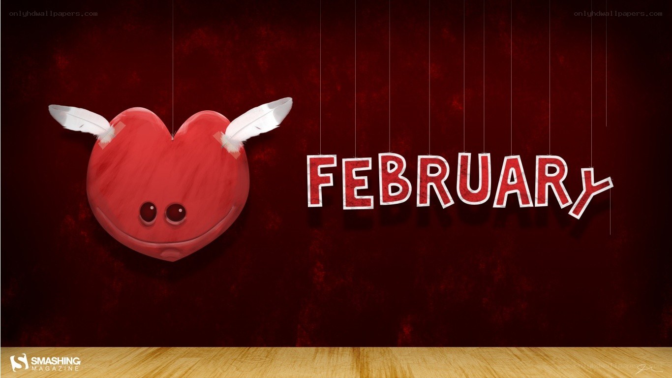 February heart with wings