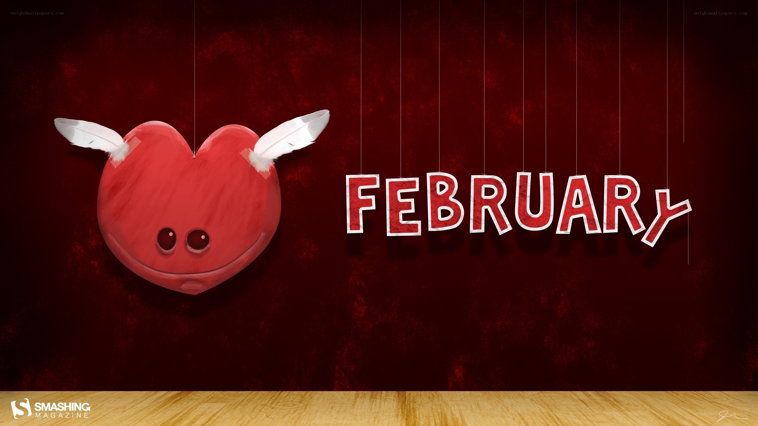 February heart with wings