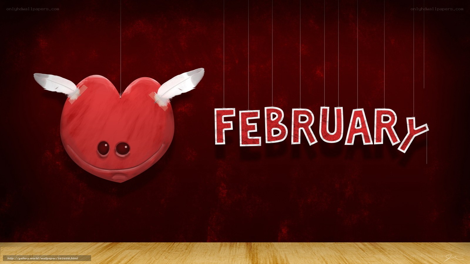 February heart with wings