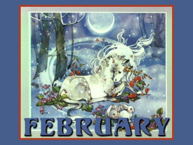 February unicorn illustration