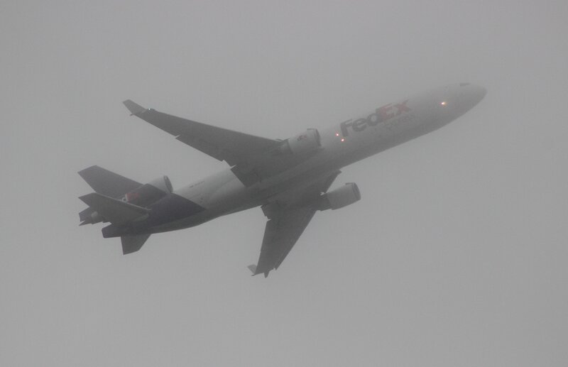 FedEx Cargo Airplane — Gray, Overcast, Photograph
