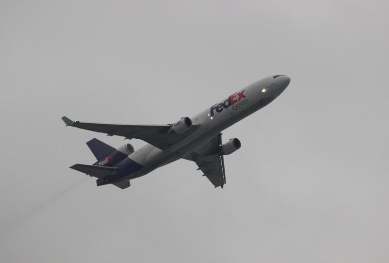 FedEx Cargo Airplane — Gray, Overcast