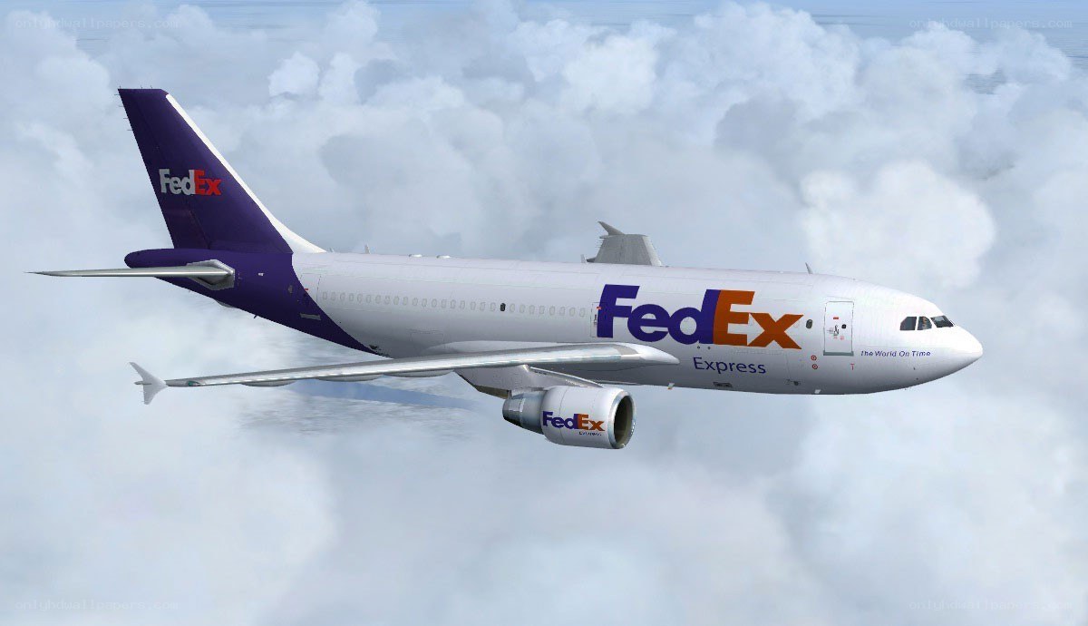 FedEx cargo plane in flight