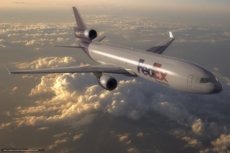 FedEx cargo plane in flight