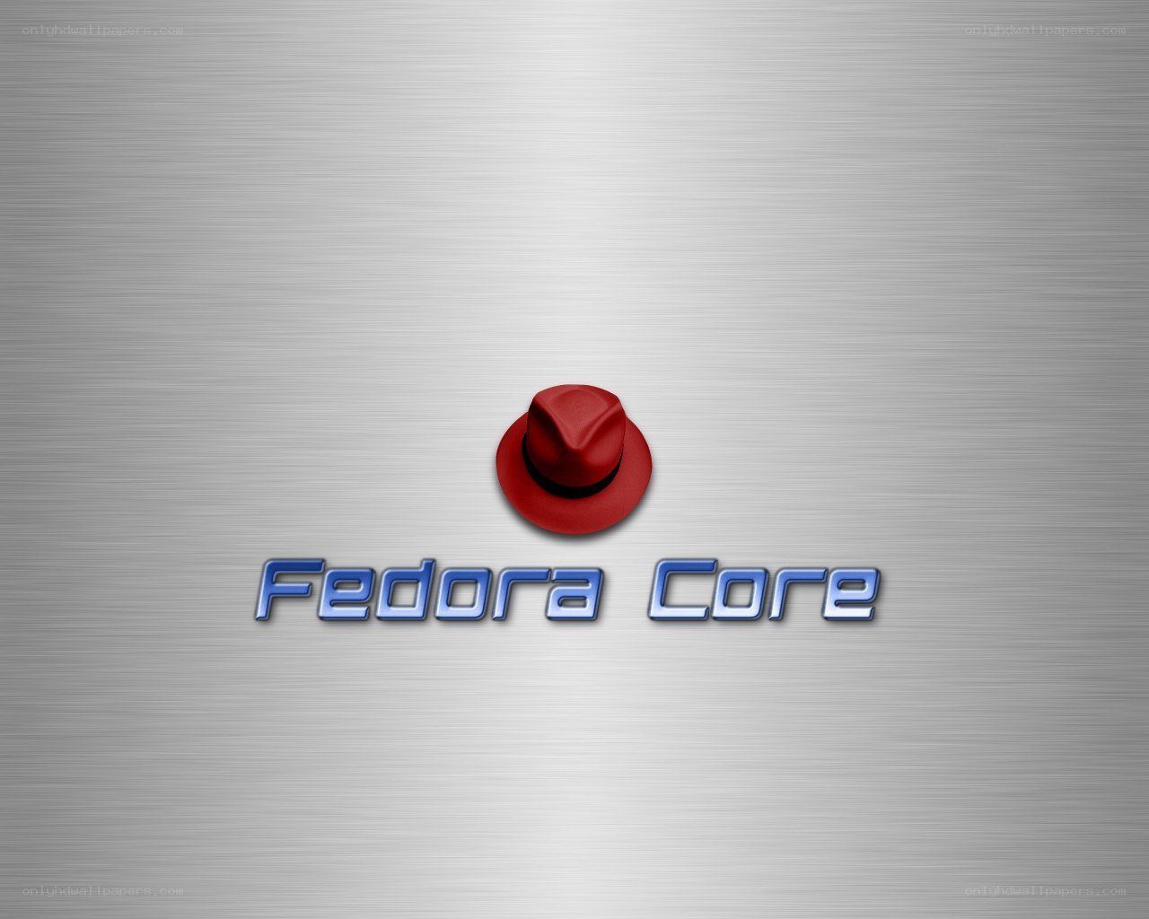Fedora Core logo on metal background