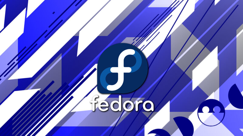 Fedora Logo on Abstract Background — Blue