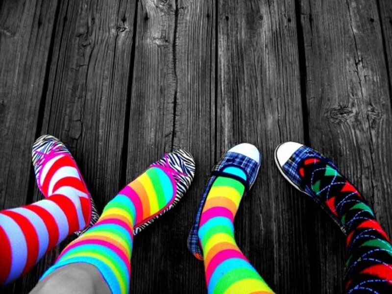 Feet in Colorful Socks
