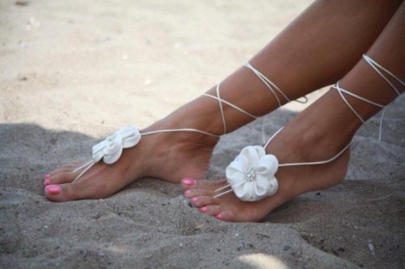 Feet in Floral Sandals — White