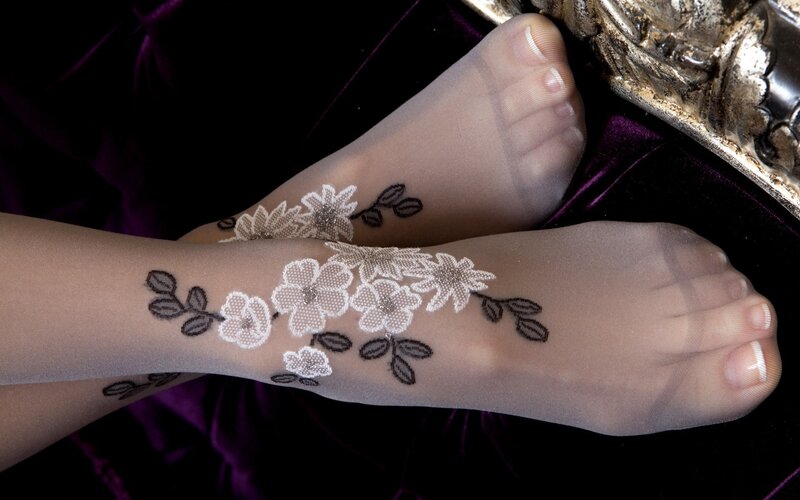Feet in Floral Tights