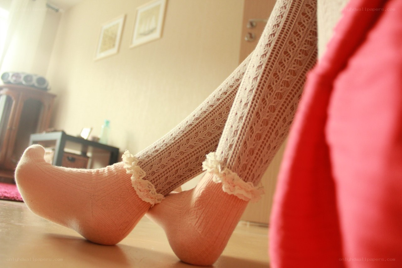 feet in lace socks