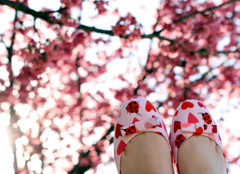 Feet in Patterned Shoes — Pink