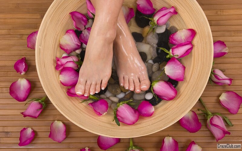 Feet in Rose Petals