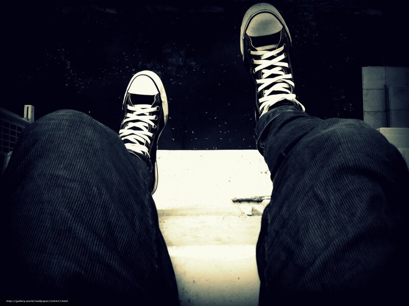feet in sneakers from above