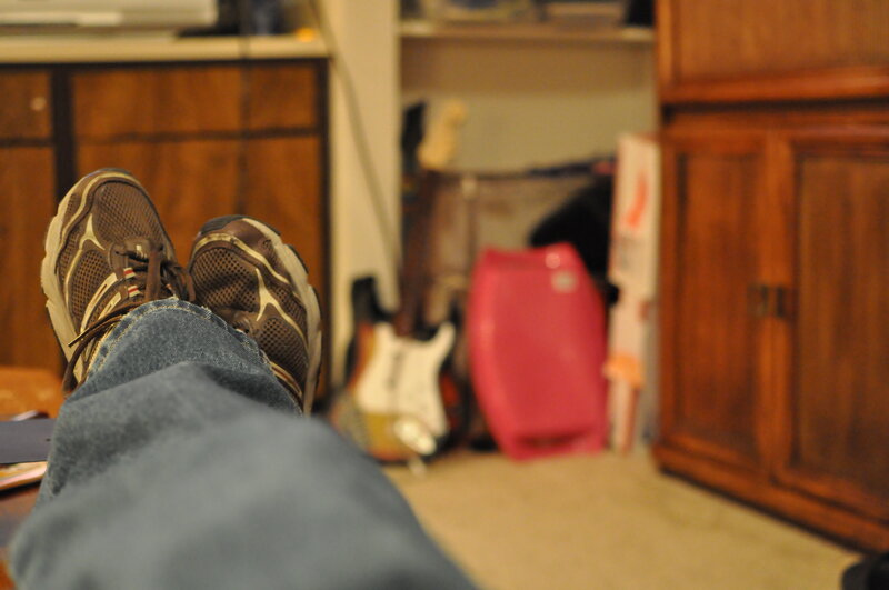feet up on a desk