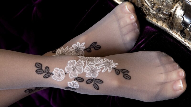 feet with floral tights