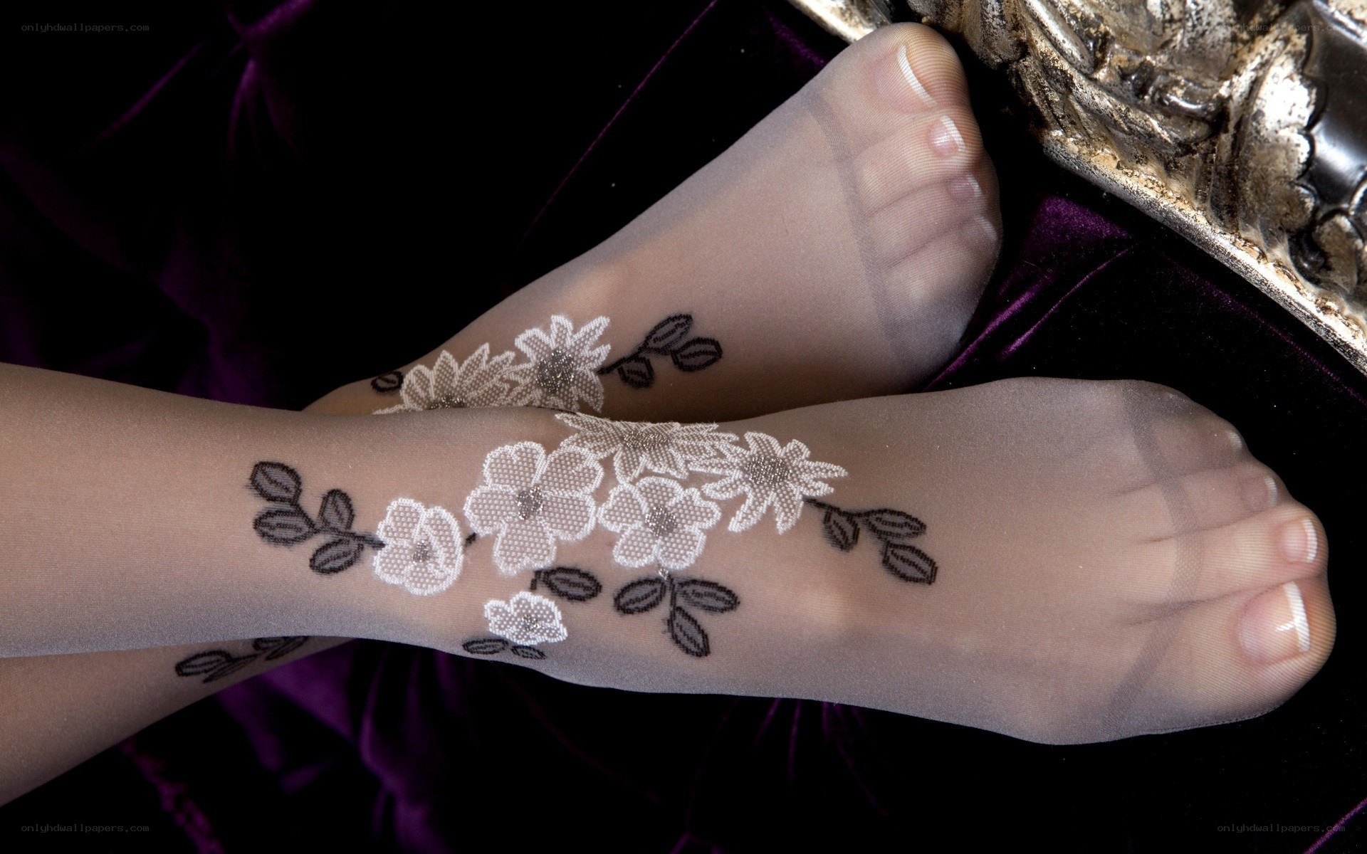 feet with floral tights