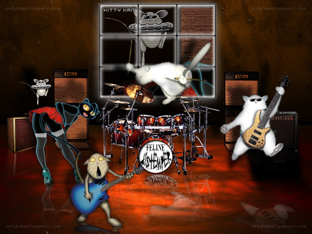 feline rock band performance