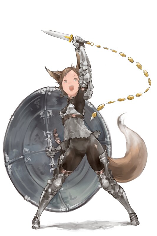 Feline Warrior with Sword — Gray