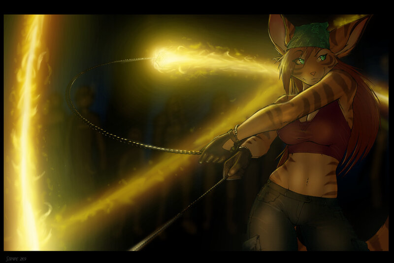 Feline warrior with whip