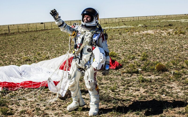 Felix Baumgartner after skydive