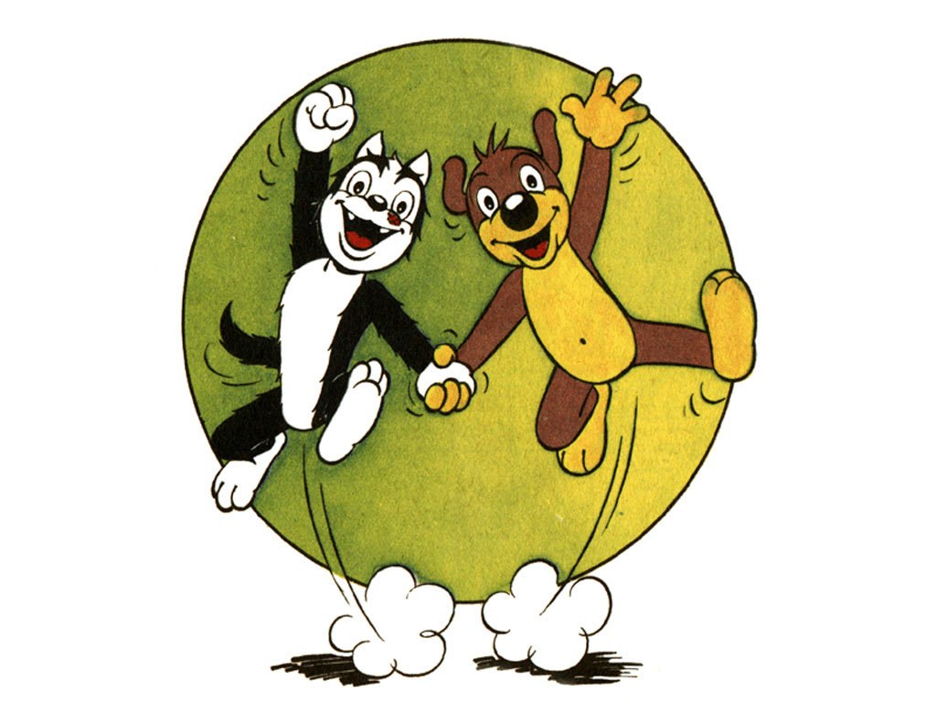 Felix the Cat and a dog