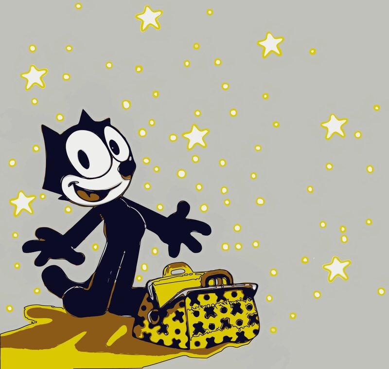Felix the Cat with a suitcase