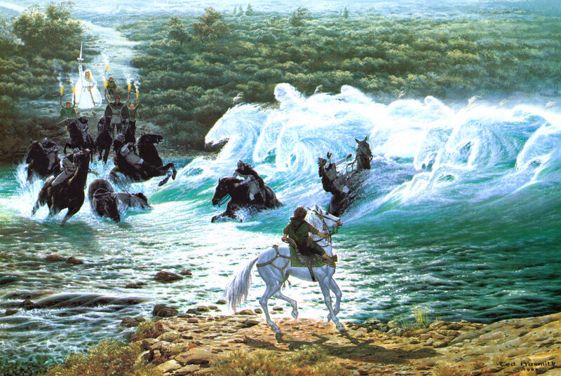 Fellowship crossing the river
