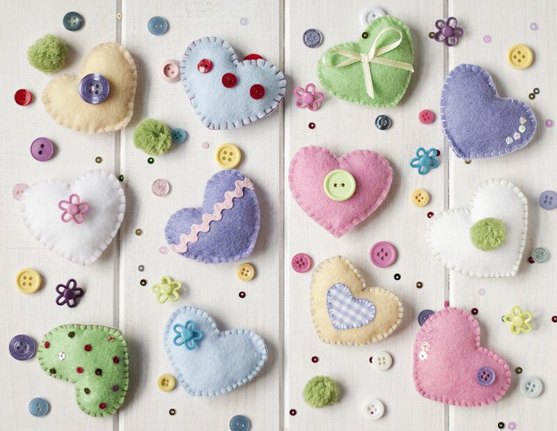 Felt Hearts and Buttons