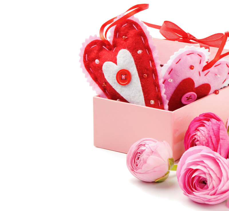 Felt Hearts in Box