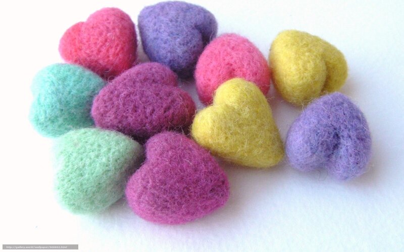 Felt Hearts on White Surface