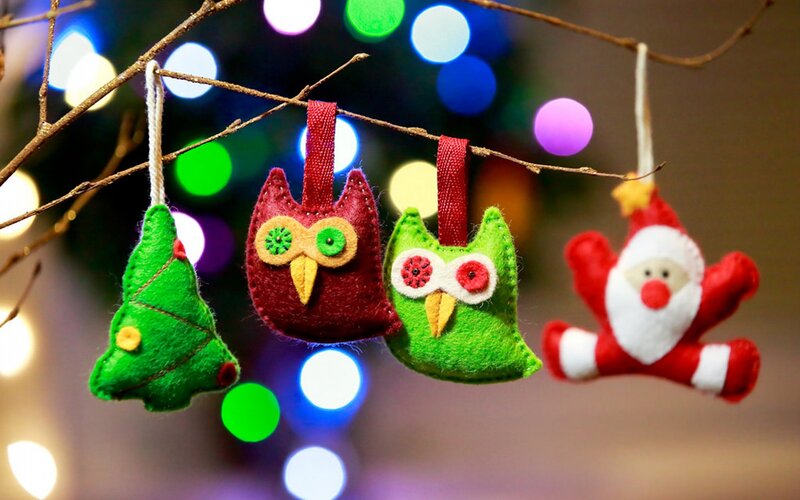Felt Ornaments on Branch