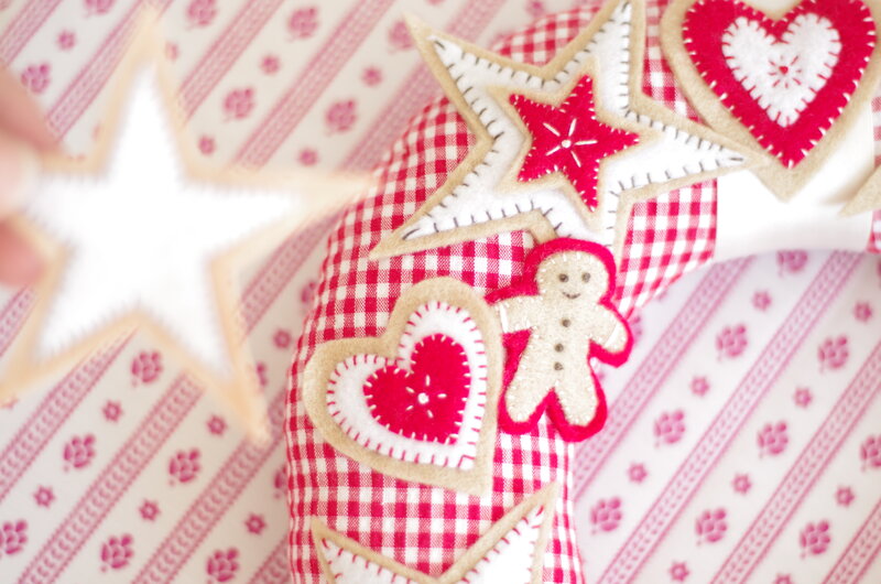 Felt Ornaments on Fabric