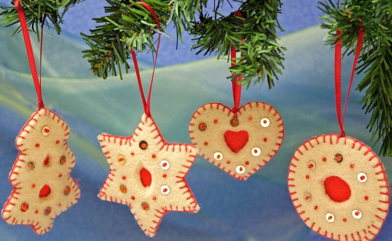 Felt Ornaments on Tree