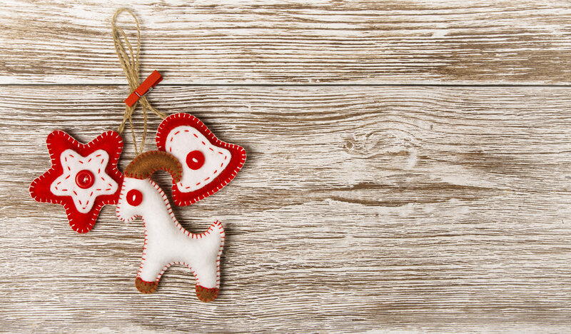 Felt Ornaments on Wood