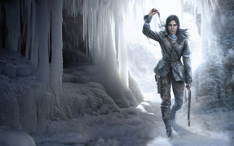 Female Adventurer in Ice Cave