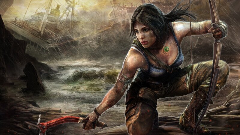 Female Adventurer with Bow — Brown, Dramatic, Digital Art