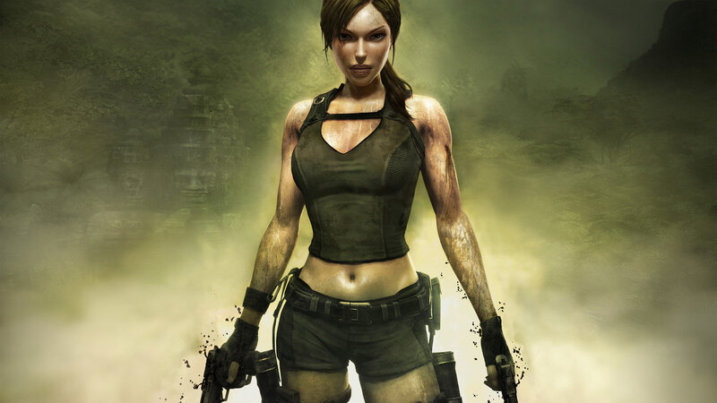 Female Adventurer with Guns — Green, Dramatic